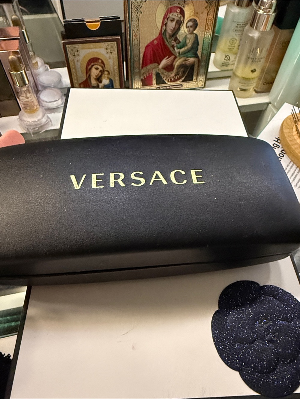 Versace Black and Gold Sunglasses Case